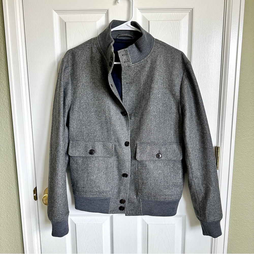 Grey Pure Wool Suit Supply Bomber Jacket